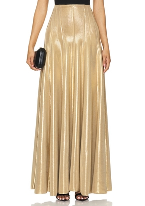Norma Kamali Long Grace Skirt in Metallic Gold. Size S, XL, XS, XXS.
