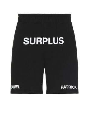 Daniel Patrick Surplus Logo Sweatshorts in Black. Size M, S, XL/1X.