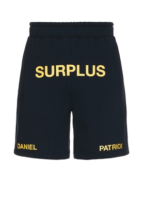 Daniel Patrick Surplus Logo Sweatshorts in Navy. Size M, S, XL/1X.