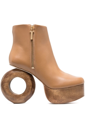 Cult Gaia cut-out heel 110mm ankle boots - Brown