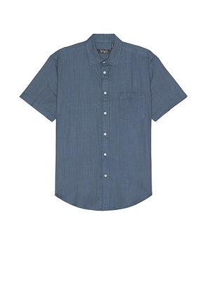 WAO Short Sleeve Slub Shirt in Blue. Size M, S, XL.