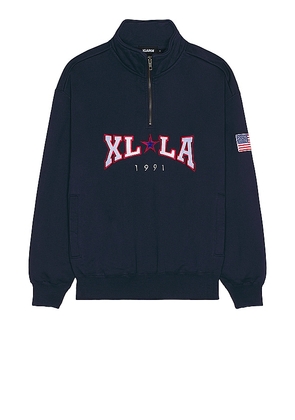 XLARGE XLLA Half Zip Sweatshirt in Navy. Size L, S, XL/1X.