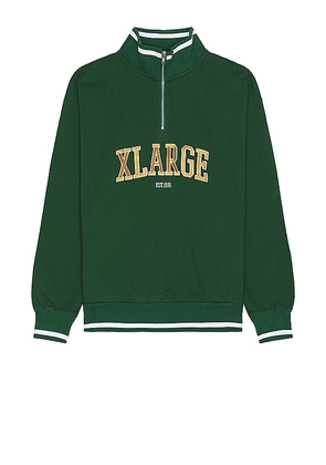 XLARGE Striped Rib Half Zip Sweatshirt in Green. Size L, S, XL/1X.