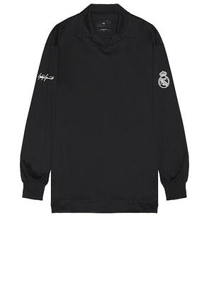 Y-3 Yohji Yamamoto X Real Madrid Long Sleeve Polo in Black. Size M, S, XL/1X.