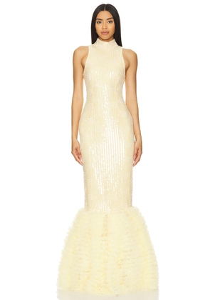 ROTATE Sequins Gown in Yellow. Size 34, 36, 38.