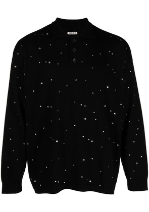 BODE rhinestone-embellished merino wool polo shirt - Black