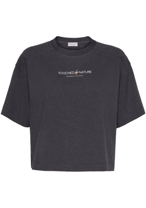 Brunello Cucinelli logo-print cotton T-shirt - Black