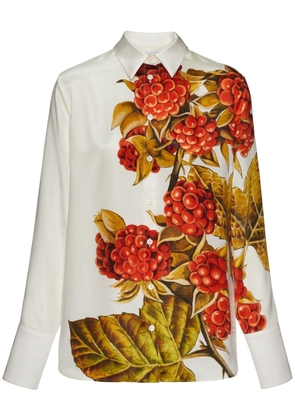 Ferragamo botanical-print silk shirt - Neutrals