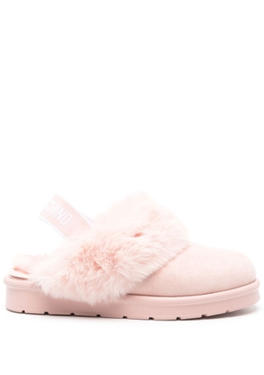 Love Moschino logo-print suede slippers - Pink