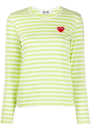 Comme Des Garçons Play heart print striped T-shirt - Green