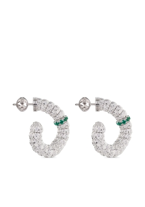 Officina Bernardi 18kt white gold Enigma emerald hoop earrings - Silver