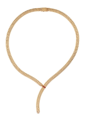 Officina Bernardi 18kt yellow gold Enigma Y ruby and diamond necklace