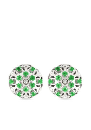 Officina Bernardi 18kt white gold Damasco emerald stud earrings - Silver