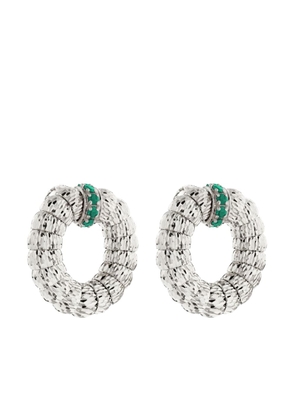 Officina Bernardi 18kt white gold Enigma emerald hoop earrings - Silver