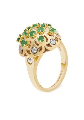 Officina Bernardi 18kt yellow gold small Damasco emerald ring