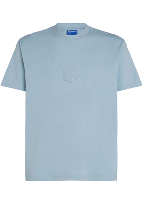 Karl Lagerfeld Jeans 3D monogram-applique organic-cotton T-shirt - Blue