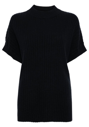 N.Peal ribbed-knit organic cashmere poncho - Blue