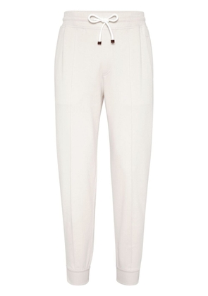 Brunello Cucinelli drawstring-waist tapered track trousers - White