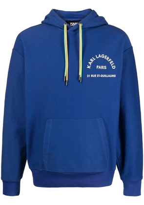 Karl Lagerfeld drawstring logo-print hoodie - Blue