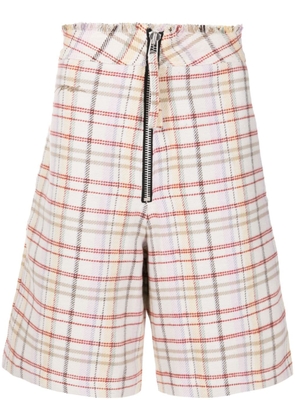Piet Heavyweight checked flannel shorts - Neutrals