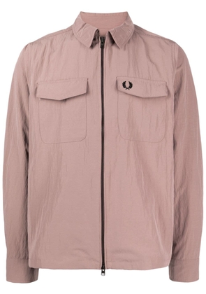 Fred Perry logo-embroidered shirt jacket - Pink