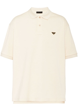 Prada triangle-logo cotton polo shirt - Neutrals