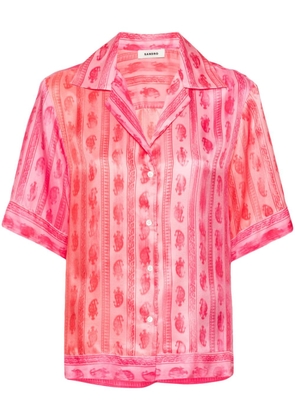 SANDRO graphic-print silk shirt - Pink