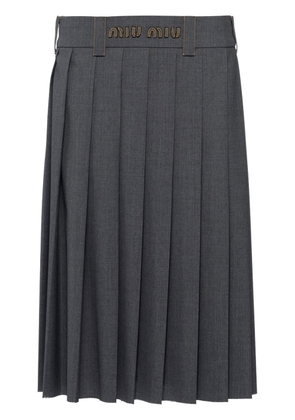 Miu Miu midi wool pleated skirt - Grey