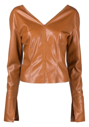 Nanushka open-neckline faux-leather top - Brown