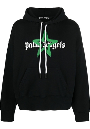 Palm Angels Star Sprayed logo-print hoodie - Black