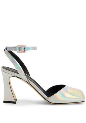 Giuseppe Zanotti Olivhe 85mm holographic leather sandals - Silver