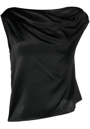 Reformation Annika one-shoulder silk tank top - Black