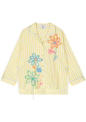 Mira Mikati floral-embroidered cotton shirt - Yellow