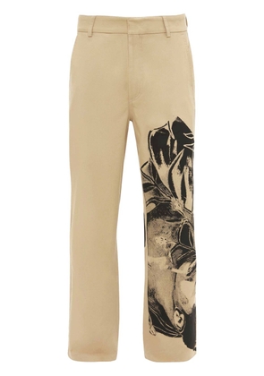 JW Anderson graphic-print straight-leg trousers - Neutrals