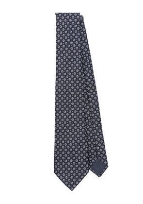 Giorgio Armani logo-embroidered silk tie - Blue