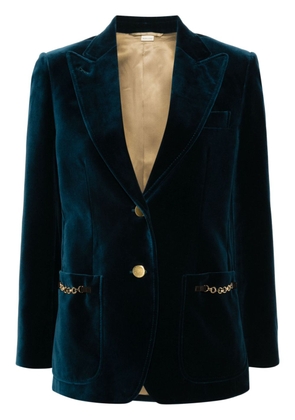 Gucci single-breasted velour blazer - Blue