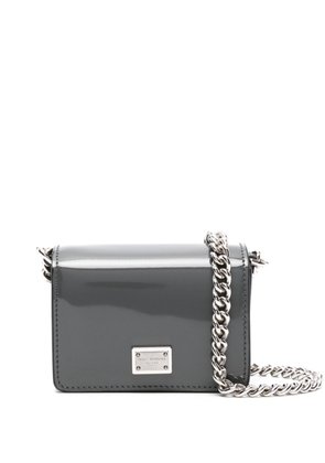 Dolce & Gabbana Pre-Owned mini logo-plaque patent crossbody bag - Grey