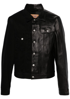 MM6 Maison Margiela contrasting-fabrics panelled shirt jacket - Black