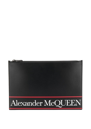 Alexander McQueen flat lettering logo printed clutch - Black