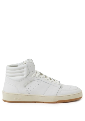 Closed panelled leather high-top sneakers - White