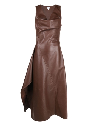 Bottega Veneta asymmetric leather dress - Brown