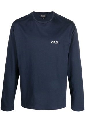 A.P.C. logo-print long-sleeve T-shirt - Blue