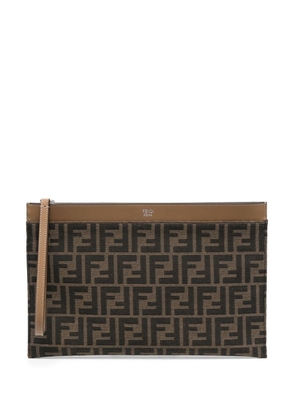 FENDI monogram-pattern clutch bag - Brown