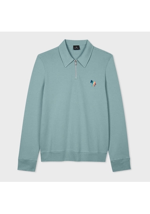 PS Paul Smith Light Blue Cotton-Linen Zip-Neck Sweatshirt