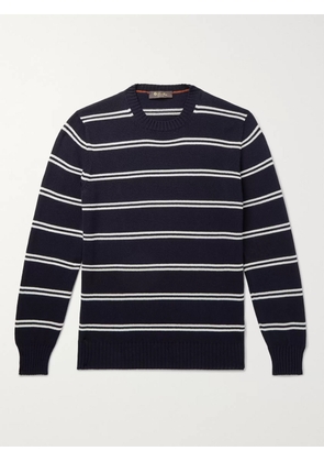 Loro Piana - Slim-Fit Striped Cotton and Silk-Blend Sweater - Men - Blue - IT 46