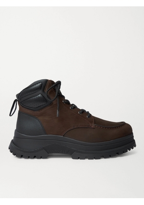 Moncler - Ulderic Leather-Trimmed Shearling-Lined Nubuck Boots - Men - Brown - EU 40