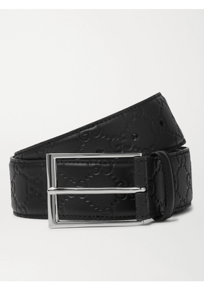 Gucci - 4cm Logo-Debossed Leather Belt - Men - Black - EU 70
