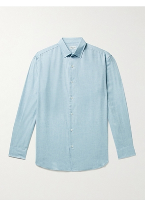 Charvet - Cotton and Wool-Blend Shirt - Men - Blue - EU 38
