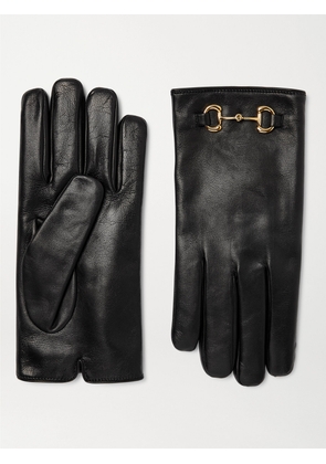 Gucci - Horsebit Cashmere-Lined Leather Gloves - Men - Black - 8