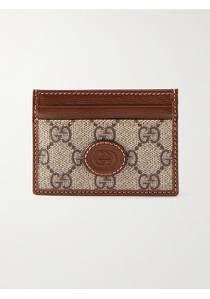 Gucci - Leather-Trimmed Monogrammed Coated-Canvas Cardholder - Men - Neutrals